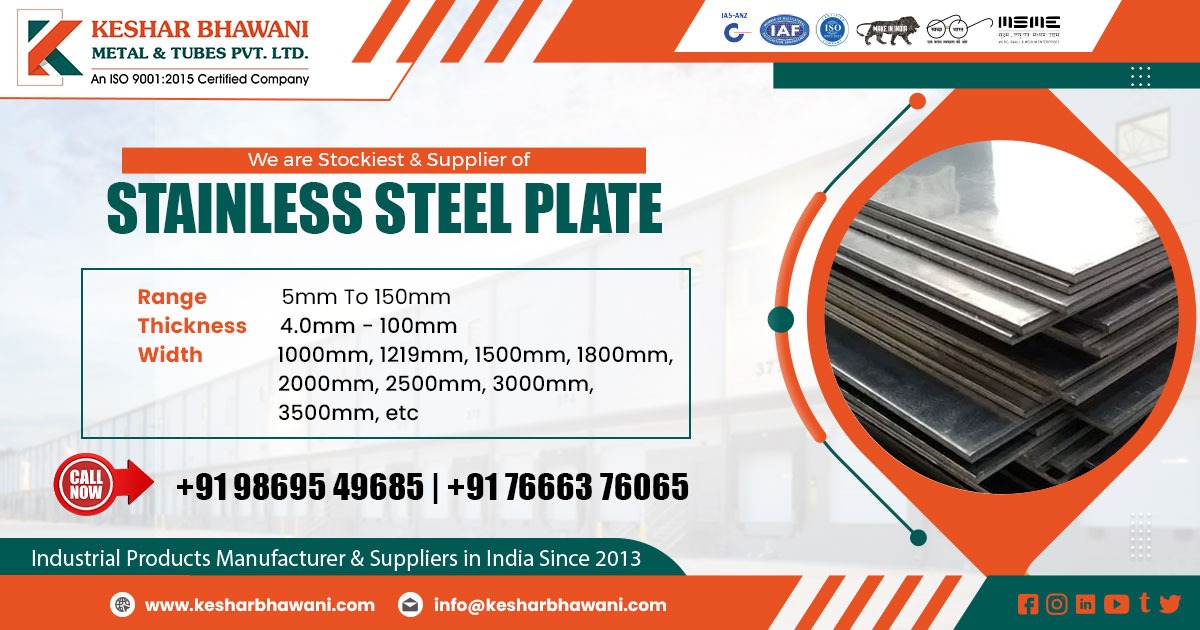 Stainless Steel Plates Supplier in Andhra Pradesh Company Overview: Keshar Bhawani Metal & Tubes Pvt. Ltd is a leading provider of Pipeline Project Services in Andhra Pradesh, India. Our manufacturer unit is in Ahmedabad, Gujarat, India. Stainless steel plates, often referred to as SS plates, are flat, durable pieces of stainless steel with various thicknesses, lengths, and widths. Made from an alloy of steel that contains at least 10.5% chromium, SS plates are resistant to rust, oxidation, and corrosion. These plates are primarily used in manufacturing, construction, and other sectors where strength and durability are paramount. Types of SS Plates Austenitic Stainless Steel Ferritic Stainless Steel Martensitic Stainless Steel Duplex Stainless Steel Specifications of SS Plates Thickness: SS plates can be manufactured in a wide range of thicknesses to meet specific requirements. Size: Plates are available in standard and custom sizes to accommodate diverse applications. Grade: The grade of stainless steel determines its chemical composition and mechanical properties. Surface Finish: SS plates can be supplied with various surface finishes, such as 2B, 2D, No. 4, and mirror finish. Applications of SS Plates Stainless steel plates are used across a wide range of applications, including: Architectural Applications: Building facades, roofing, and interior design. Industrial Equipment: Tanks, heat exchangers, and machinery parts. Automotive Industry: Body panels, exhaust systems, and structural components. Food Processing: Cooking equipment, storage tanks, and countertops. Marine Industry: Boat hulls, ship components, and marine hardware. What is the difference between 304 and 316 stainless steel plates? 304 Stainless Steel: Offers excellent corrosion resistance and is suitable for general purposes. 316 Stainless Steel: Contains molybdenum for enhanced corrosion resistance, especially in marine or chemical environments. Can SS plates be welded easily? Yes, stainless steel plates are highly weldable, especially austenitic grades like 304 and 316. Proper techniques and filler materials ensure strong welds. Keshar Bhawani Metal & Tubes Pvt. Ltd is Stainless Steel Plates Supplier in Andhra Pradesh, India Including Anantapur, Chittoor, East Godavari, Guntur, Krishna, Kurnool, Prakasam, Srikakulam, Sri Potti Sriramulu Nellore, Visakhapatnam, Vizianagaram, West Godavari, Kadapa, Visakhapatnam, Vijayawada, Nellore, Kurnool, Rajamahendravaram, Tirupati, Kakinada, Srikakulam, Yemmiganur, Nagarjunakoṇḍa, Rajahmundry, Adoni, Amaravati, Chandragiri, Dowlaiswaram, Eluru, Guntur, Kadapa, Kakinada. Stainless Steel Plates Supplier in Andhra Pradesh